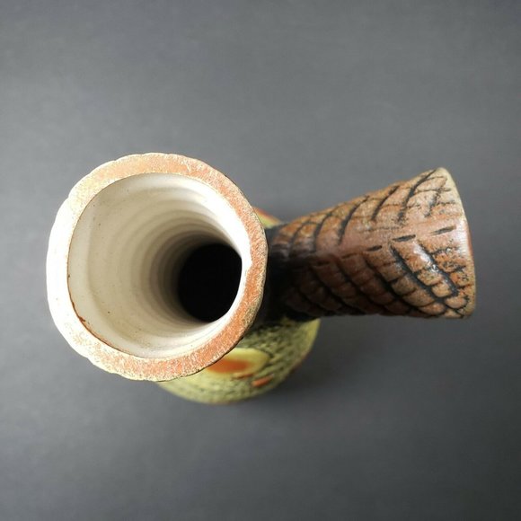 Pier 1 Brown Yellow 11.75" Ribbed Decorative Ceramic Vase - Picture 11 of 12